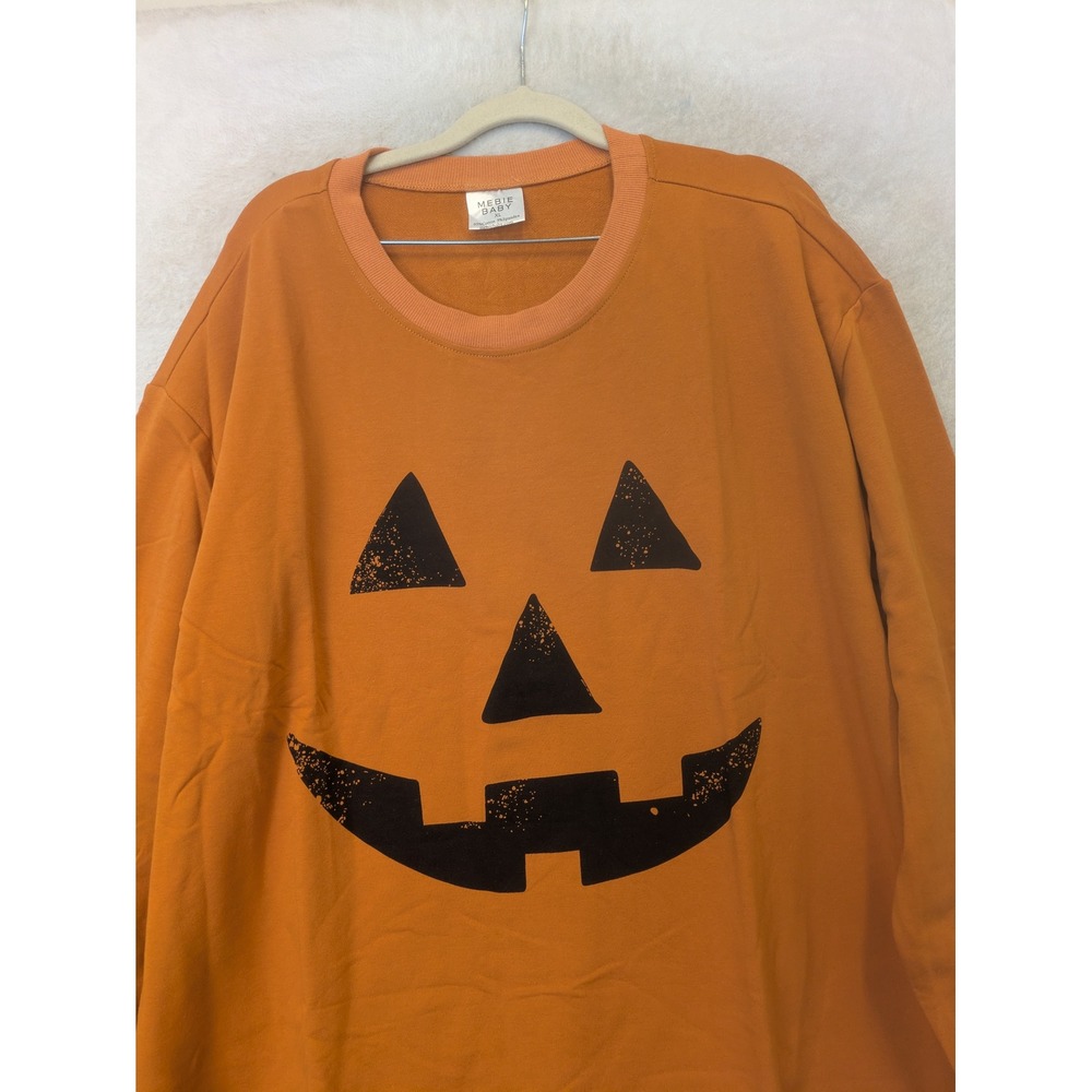 NEW Mebie Baby Sweatshirt Women's XL Orange Jack-o-lantern Oversized Spandex - Picture 3 of 7